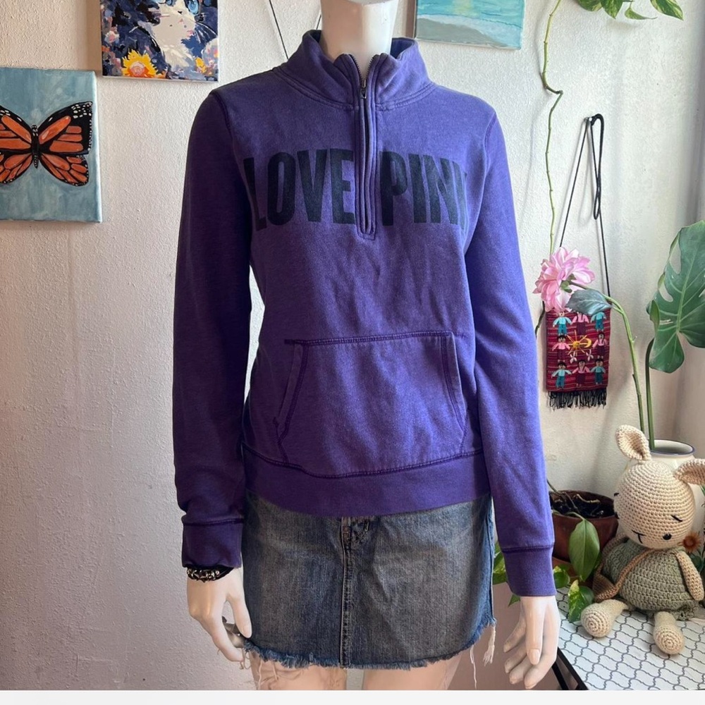 Victoria's Secret Purple LOVE PINK Half-Zip Sweatshirt